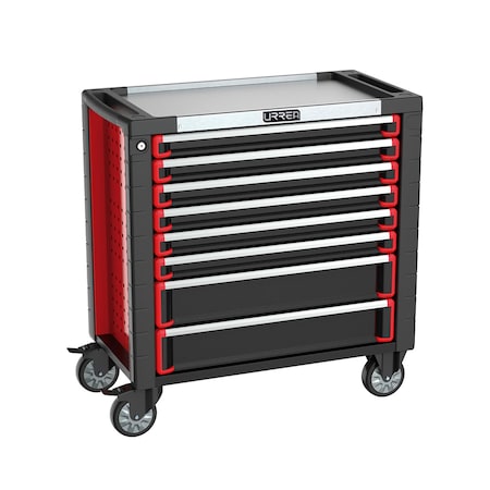 Urrea HD-Series Roller Cabinet, 8 Drawer, Red, Steel, 28 in W x 36 in D x 18 in H HD35M8